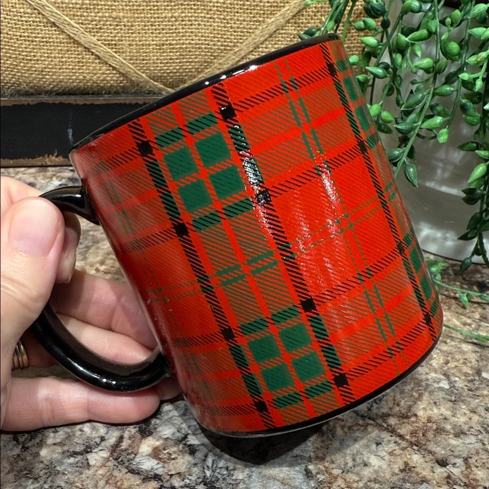 PIER 1 PLAID MUG